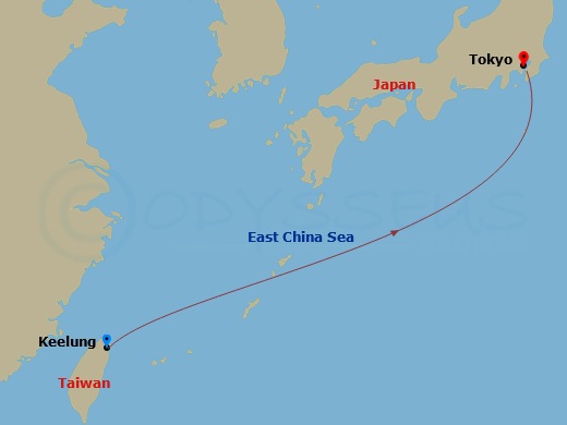 MSC Bellissima - 5 Night - Far East - MSC Bellissima - Starting in Keelung (Taipei) Taiwan, China, Tokyo, Japan itinerary map