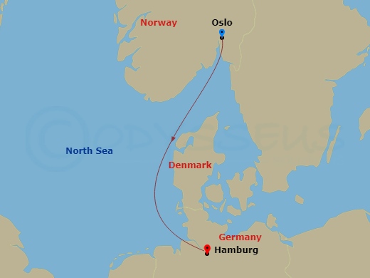 MSC Preziosa - 2 Night - Msc Grand Voyages - MSC Preziosa - Starting in Oslo, Norway, Hamburg, Germany itinerary map