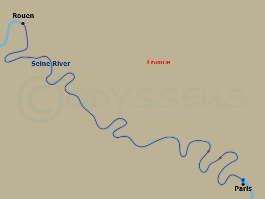 Viking Fjorgyn - 7 Night - Christmastime in Paris & Normandy - Viking Fjorgyn - Starting in Paris, Scenic Sailing Seine River, Rouen, Paris (Le Pecq), Scenic Sailing Seine Riv.. itinerary map