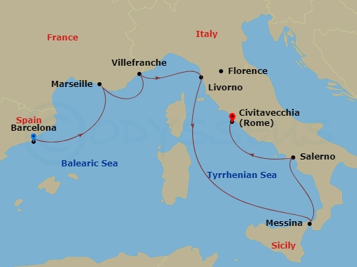 NCL Norwegian Epic Cruise Tours - 10 Night - Explore Barcelona Pre Cruisetour - NCL Norwegian Epic Cruise Tours - Starting in At Hotel, Barcelona, Spain, Provence, Marseille, France, Nice / Mo.. itinerary map