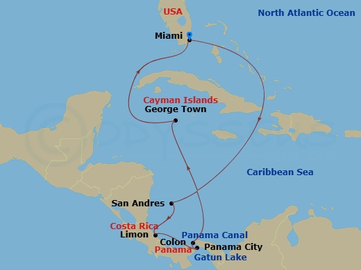 EXPLORA I - 9 Night - A Journey of Spectacular Sights & Ocean Adventure - EXPLORA I - Starting in Miami, Puerto Plata, Dominican Republic, Cayo Levantado, Dominican Repub.. itinerary map