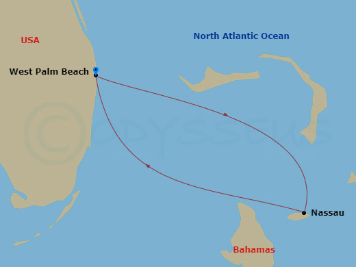 Margaritaville Paradise - 2 Night - Grand Bahama Getaway - Margaritaville Paradise - Starting in Port of Palm Beach, Freeport, Grand Bahama, Port of Palm Beach itinerary map