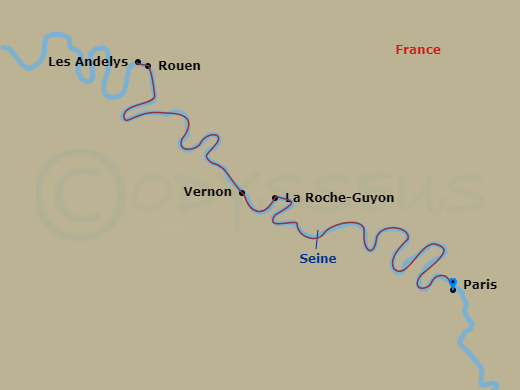 Viking Skaga - 7 Night - Paris & the Heart of Normandy - Viking Skaga - Starting in Paris, La Roche-Guyon, Vernon, Scenic Sailing Seine River, Rouen, Les Andelys, Paris (Le.. itinerary map