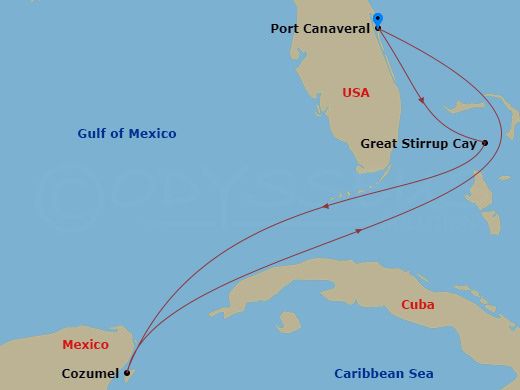 NCL Norwegian Getaway - 5 Night - Bahamas - Short - NCL Norwegian Getaway - Starting in Orlando Beaches / Port Canaveral, Fl, Great Stirrup Cay, Bahamas, Cozumel, Mexico, Orlando Bea.. itinerary map