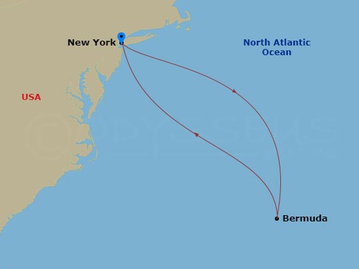NCL Norwegian Bliss - 7 Night - Bermuda - New York - NCL Norwegian Bliss - Starting in New York City, Ny, Royal Naval Dockyard, Bermuda, New York City, Ny itinerary map