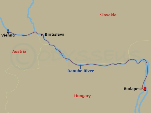Emerald Astra - 4 Night - Christmas Time On the Danube - Emerald Astra - Starting in Vienna, Bratislava, Budapest itinerary map