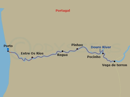 Scenic Azure - 10 Night - Unforgettable Douro - Scenic Azure - Starting in Porto, Porto / Entre-os-Rios, Entre-os-Rios / Regua, Regua, Regua / Vega de Terron, Vega de Terron.. itinerary map
