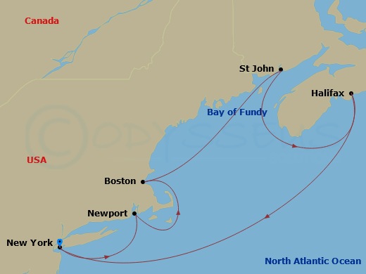 Majestic Princess - 7 Night - Best of Canada & New England - Majestic Princess - Starting in New York City (Manhattan or Brooklyn), New York, Newport, Rhode Island, Boston, Massa.. itinerary map