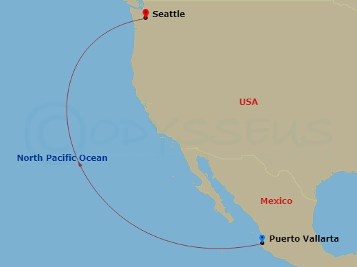 Star Seeker - 8 Night - Ocean Crossings - Star Seeker - Starting in Puerto Vallarta, Seattle itinerary map