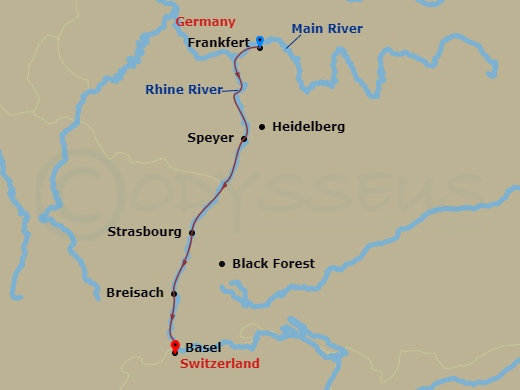Avalon Imagery II - 4 Night - Christmastime in Alsace & Germany (Southbound) - Avalon Imagery II - Starting in Frankfurt, Germany (Embarkation), Speyer Excursion to Heidelberg, S.. itinerary map