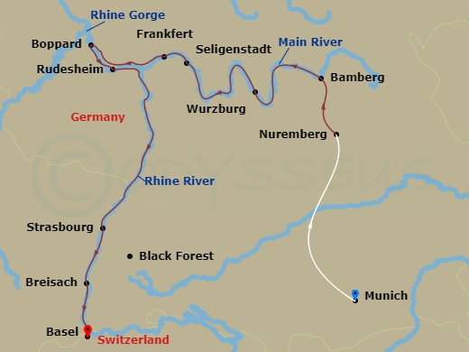 Avalon Tranquility II Cruise Tours - 10 Night - German Grandeur with in Munich for Beer Enthusiasts (Westbound) - Avalon Tranquility II Cruise Tours - Starting in Munich, Germany, Munich, Munich.. itinerary map