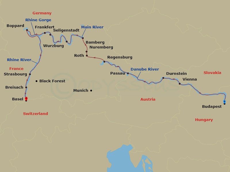 Avalon Tranquility II - 15 Night - Enchanted Europe for Beer Enthusiasts (Westbound) - Avalon Tranquility II - Starting in Budapest (Embarkation), Hungary, Vienna, Austria, Vienna, D.. itinerary map