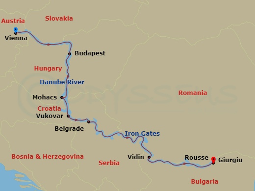 AmaVerde Cruise Tours - 12 Night - Gems of Southeast Europe with Vienna Pre-Cruise and Istanbul Post-Cruise - AmaVerde Cruise Tours - Starting in Vienna, Budapest, Mohacs, Vukovar, B.. itinerary map