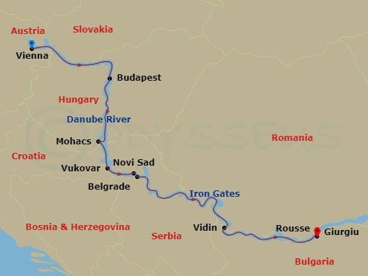 AmaMagna Cruise Tours - 12 Night - Gems of Southeast Europe with Vienna Pre-Cruise and Istanbul - AmaMagna Cruise Tours - Starting in Vienna, Budapest, Mohacs, Vukovar, Novi Sad, Bel.. itinerary map