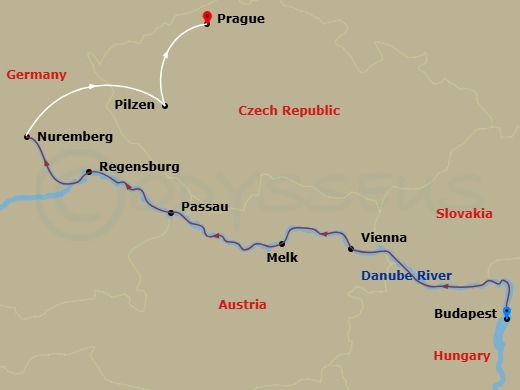 AmaLea Cruise Tours - 12 Night - Iconic Christmas Markets with Budapest Pre-Cruise, Prague Post-Cruise - AmaLea Cruise Tours - Starting in Budapest, Vienna, Melk, Scenic Cruising,.. itinerary map