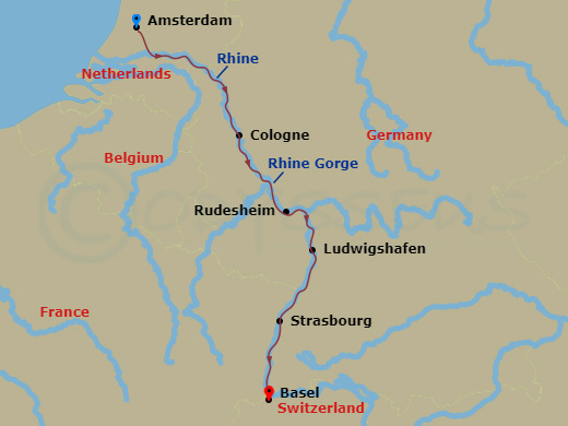 AmaVenita Cruise Tours - 12 Night - Rhine Castles & Swiss Alps (Festive Delights) with Amsterdam Pre-Cruise and Lake Como Post-Cruise - AmaVenita Cruise Tours - Starting in Amsterdam,.. itinerary map