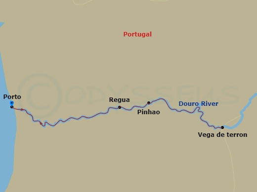 AmaDouro - 7 Night - Enticing Douro - AmaDouro - Starting in Porto, Regua, Vega de Terron, Pinhao, Regua, Porto itinerary map
