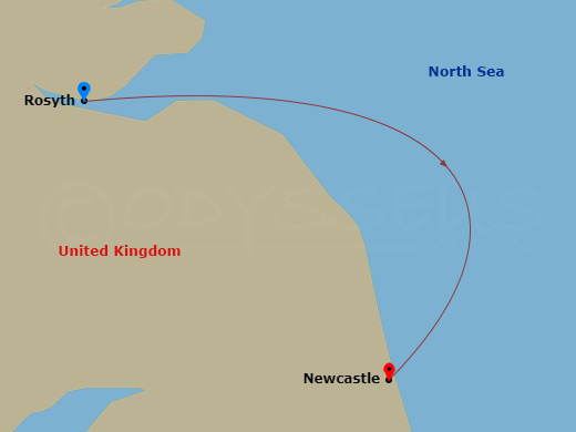Balmoral - 1 Night - Cruise from Rosyth to Newcastle - Balmoral - Starting in Rosyth, Newcastle UK itinerary map