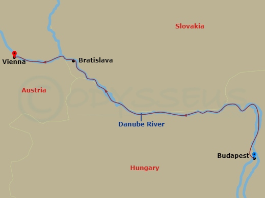 Emerald Dawn - 6 Night - Christmas Time On the Danube & Budapest - Emerald Dawn - Starting in Budapest, Bratislava, Vienna itinerary map