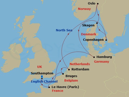 Majestic Princess - 12 Night - Oktoberfest European Capitals - Majestic Princess - Starting in Southampton (for London), England, Zeebrugge (for Brussels / Bruges), Belgium, Rott.. itinerary map