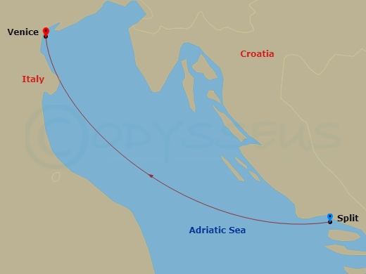 MSC Armonia - 1 Night - Spu - MSC Armonia - Starting in Split, Croatia, Venice / Marghera, Italy itinerary map