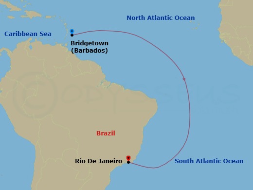 11 Night - Wellness Retreat : Barbados to Rio De Janeiro - Scenic Eclipse II - Starting in Bridgetown, Barbados, Rio De Janeiro, Brazil itinerary map