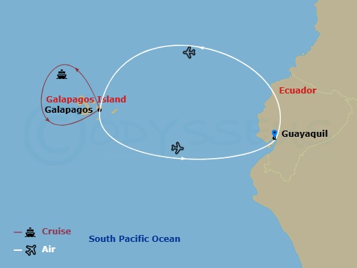National Geographic Gemini Cruise Tours - 6 Night - Galapagos Escape : a Voyage - National Geographic Gemini Cruise Tours - Starting in Guayaquil or Quito, Ecuador, Quito or Guayaquil / Galapagos Isla.. itinerary map
