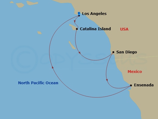 Brilliant Lady - 5 Night - Socal & Ensenada : Halloween Edition - Brilliant Lady - Starting in Los Angeles, California, Catalina Island, California, San Diego, California, Ens.. itinerary map