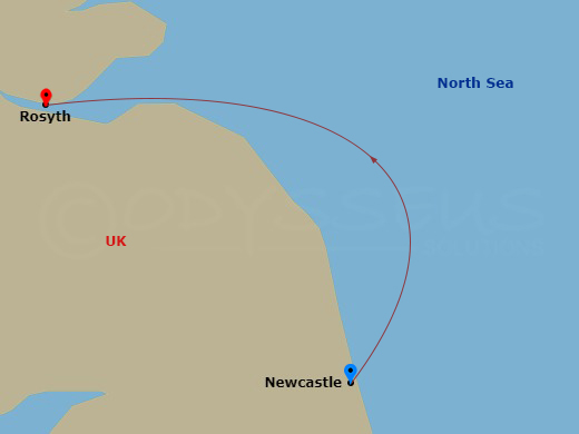 Balmoral - 1 Night - Cruise from Newcastle to Rosyth - Balmoral - Starting in Newcastle UK, Rosyth itinerary map