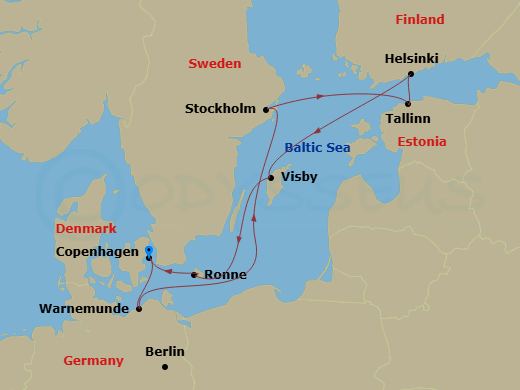 EXPLORA IV - 9 Night - A Journey of Enchanting Capitals & Natural Havens - EXPLORA IV - Starting in Copenhagen, Berlin / Warnemunde, Stockholm, Tallinn, Helsinki, Visby (G.. itinerary map