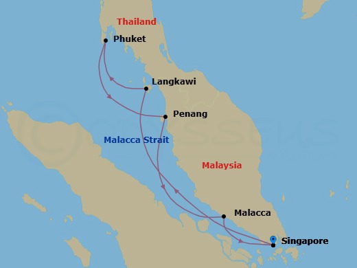 7 Night - Singapore / Singapore - Luminara - Starting in Singapore, Langkawi, Phuket, Penang, Malacca, Singapore itinerary map