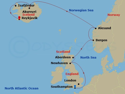 NCL Norwegian Star Cruise Tours - 14 Night - Tower of London & Garden of England Pre Cruisetour - NCL Norwegian Star Cruise Tours - Starting in At Hotel, London (Southampton), United Kingdom,.. itinerary map