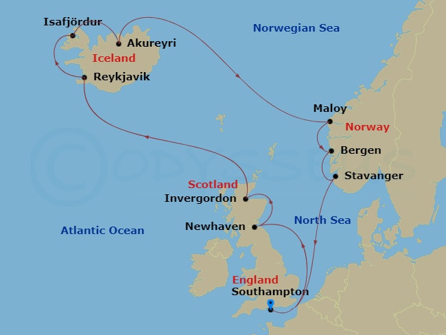 NCL Norwegian Star Cruise Tours - 17 Night - Tower of London & Garden of England Pre Cruisetour - NCL Norwegian Star Cruise Tours - Starting in At Hotel, London (Southampton), United Kingdom,.. itinerary map