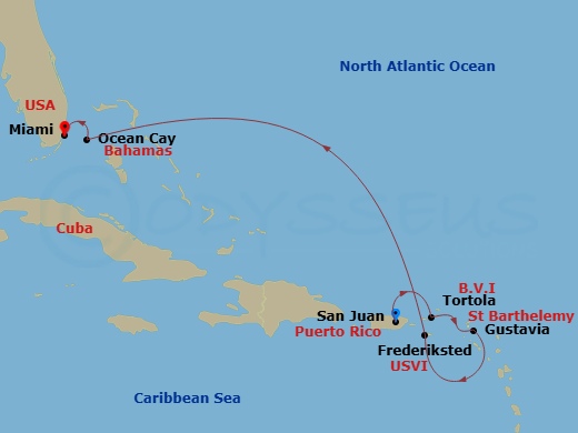 EXPLORA II - 7 Night - A Journey Through Tropical Utopia & Rhythmic Streets - EXPLORA II - Starting in San Juan, Tortola / Road Town, Gustavia, Frederiksted, Saint Croix,.. itinerary map
