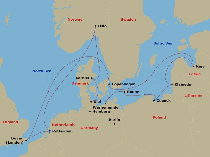 HAL Nieuw Statendam - 14 Night - Baltic Capitals & Berlin Oktoberfest - HAL Nieuw Statendam - Starting in Rotterdam, the Netherlands, Oslo, Norway, Aarhus, Denmark, Kiel (Hamburg),.. itinerary map
