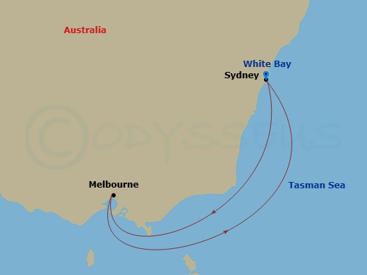 Carnival Splendor - 6 Night - Melbourne Cup - Carnival Splendor - Starting in Sydney AU, Melbourne, Australia, Sydney AU itinerary map
