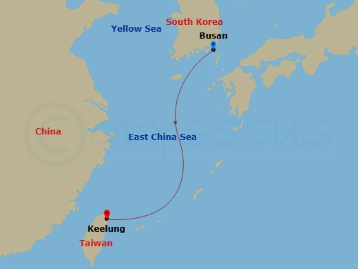 Costa Serena - 2 Night - Far East from Pusan - Costa Serena - Starting in Pusan, Keelung, Taiwan itinerary map