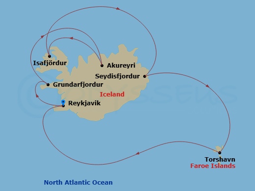 Norwegian Star Cruise Tours - 10 Night - Reykjavik, Golden Circle, Sky Lagoon & Iava Tunnel Pre Cruisetour Package - Norwegian Star Cruise Tours - Starting in At Hotel, Reykjavik, Iceland,.. itinerary map