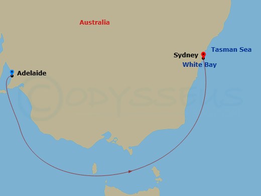 Carnival Adventure - 3 Night - Getaway - Carnival Adventure - Starting in Adelaide, Australia, Sydney AU (White Bay), Australia itinerary map