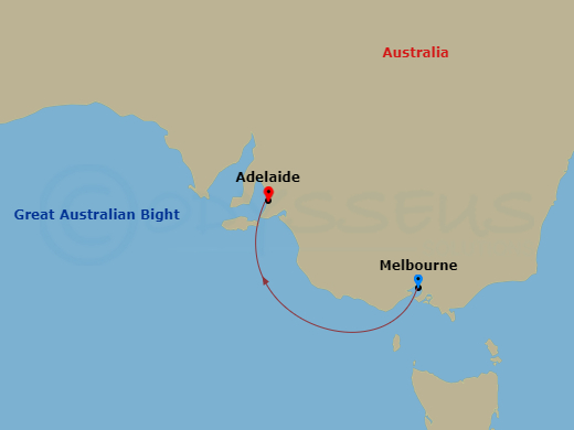 Carnival Adventure - 2 Night - Getaway - Carnival Adventure - Starting in Melbourne, Australia, Adelaide, Australia itinerary map
