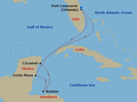 Celebrity Apex - 7 Night - Mexico & Honduras Holiday Cruise - Celebrity Apex - Starting in Orlando (Port Canaveral), Fl, Cozumel, Mexico, Roatan, Honduras, Puerto Costa Maya,.. itinerary map
