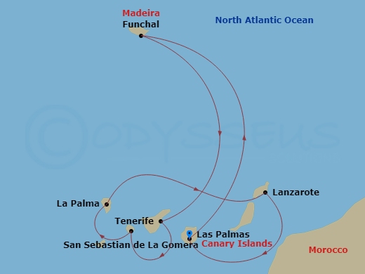 Costa Fortuna - 7 Night - Western Mediterranean from Las Palmas - Costa Fortuna - Starting in Las Palmas, Funchal, Santa Cruz de Tenerife, San Sebastian de la Gomera, Santa C.. itinerary map