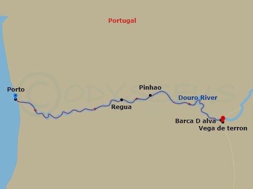 AmaVida - 7 Night - Flavors of Portugal & Spain - AmaVida - Starting in Porto, Regua, Pinhao, Barca dAlva, Vega de Terron itinerary map