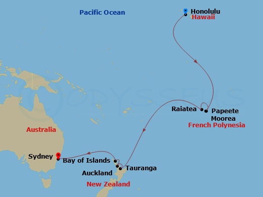 Celebrity Solstice - 19 Night - Tahitian Treasures Cruise - Celebrity Solstice - Starting in Honolulu, Oahu, Hawaii, Moorea, French Polynesia, Papeete, Tahiti, Raiatea, French Pol.. itinerary map