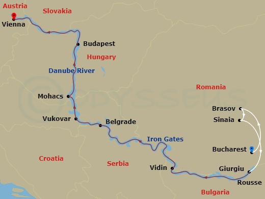 AmaVerde Cruise Tours - 12 Night - Gems of Southeast Europe (Festive Delights) with Istanbul Pre-Cruise and Vienna Post-Cruise - AmaVerde Cruise Tours - Starting in Giurgiu, Rousse,.. itinerary map