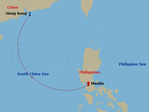 2 Night - Far East from Hongkong - Costa Serena - Starting in Hong Kong, Manila itinerary map