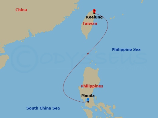 2 Night - Far East from Manila - Costa Serena - Starting in Manila, Keelung, Taiwan itinerary map
