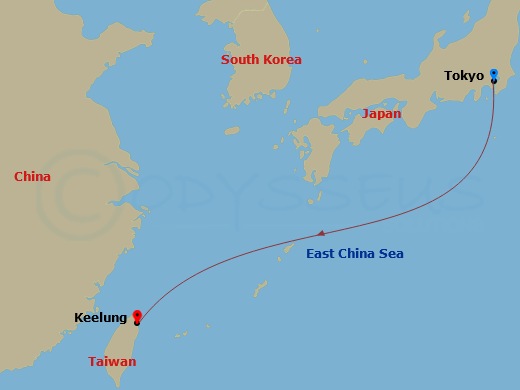 3 Night - Far East - MSC Bellissima - Starting in Tokyo, Japan, Keelung (Taipei) Taiwan, China itinerary map