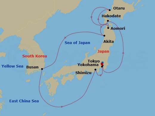 11 Night - Tokyo / Tokyo (Yokohama) - Luminara - Starting in Tokyo, Hakodate, Otaru (Sapporo), Aomori, Akita, Busan, Shimizu, Tokyo (Yokohama) itinerary map