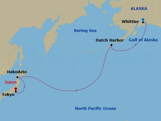 13 Night - Whittier / Tokyo - Luminara - Starting in Whittier, Dutch Harbour, Hakodate, Tokyo itinerary map